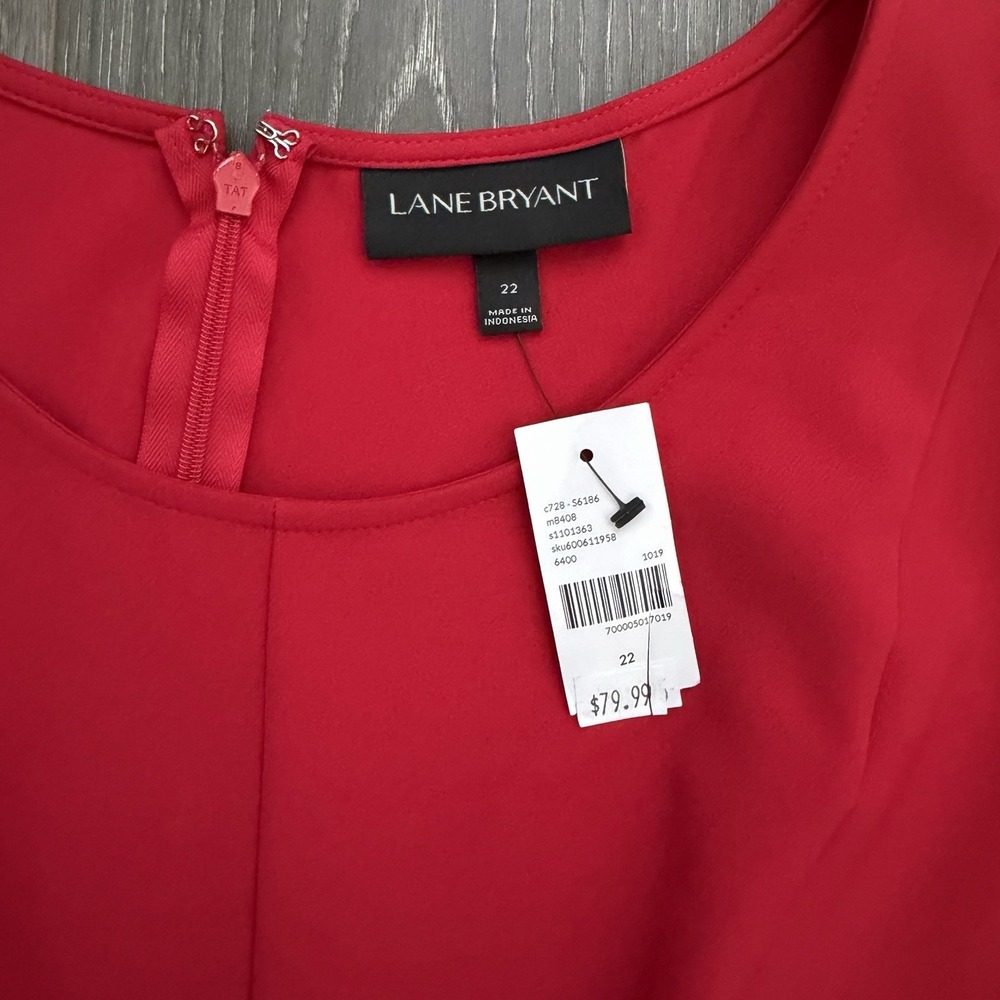 Lane Bryant NWT Red Wide Leg Belted Jumpsuit Sz 22  Evening Office Wedding Party - Picture 5 of 10